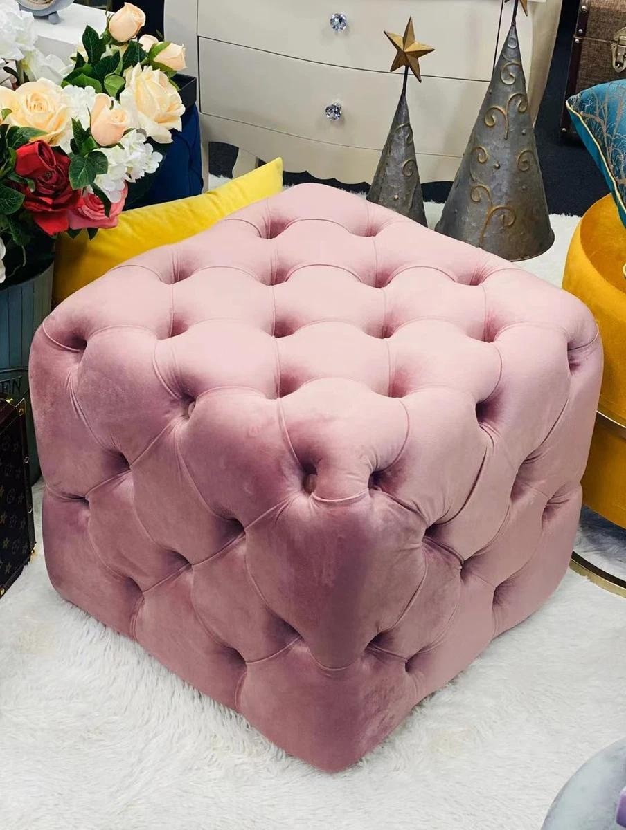 Pink on sale tufted stool