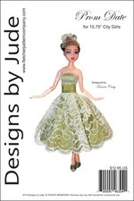 Prom Date Doll Clothes Sewing Pattern for 15.75" City Girl Dolls Tonner