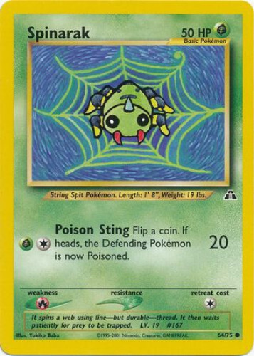 Pokemon Card - Neo Discovery 64/75 - SPINARAK (common) - NM
