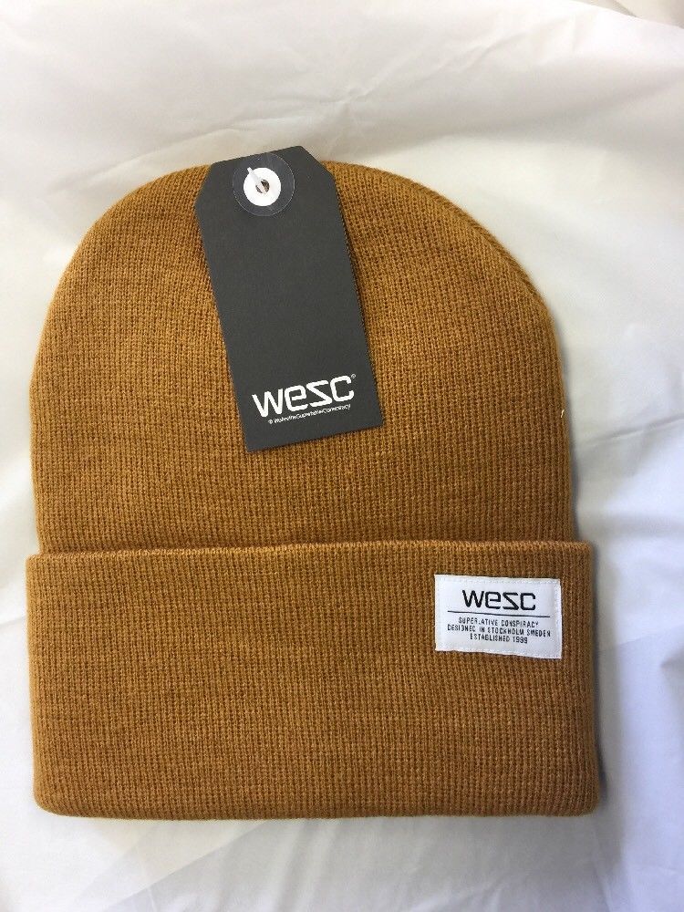 WESC PUNCHO FOLDOVER KNIT BEANIE HAT - BLUE OR BROWN | eBay
