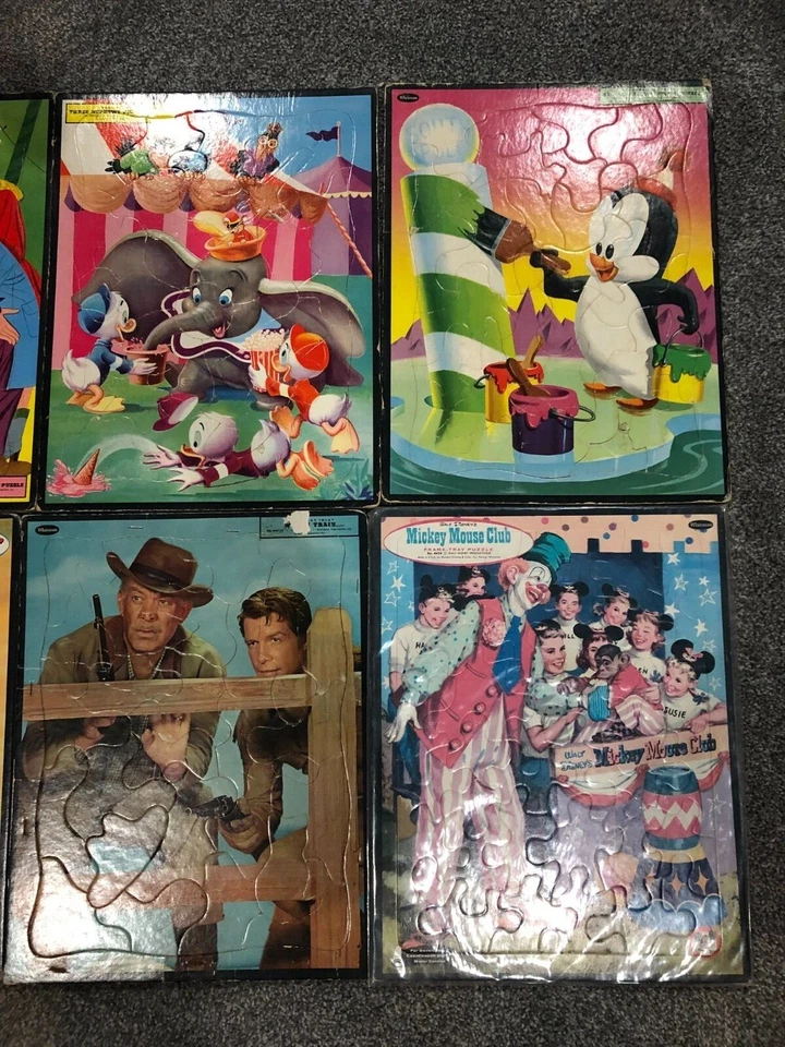 LOTE VINTAGE DE 6 quebra-cabeças vintage Whitman Disney bandeja Dumbo Mickey Mouse Club - Imagem 3 de 3
