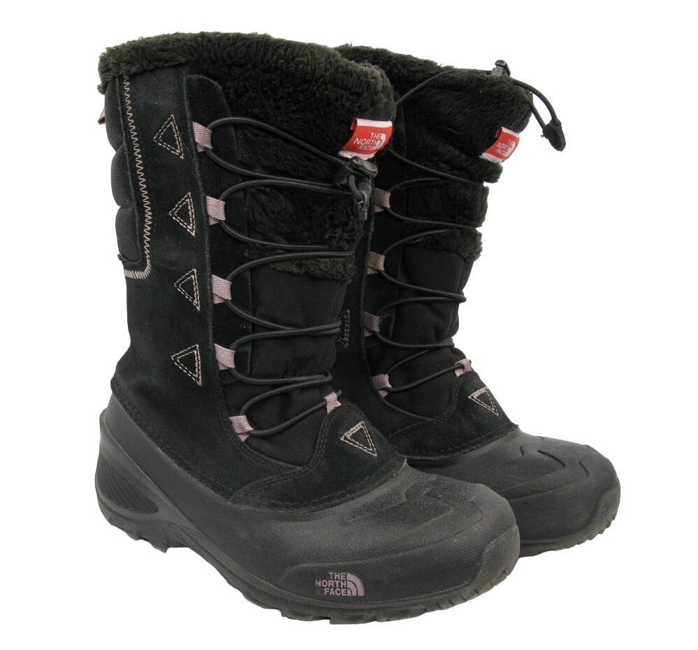 The North Face Women's Heat Seeker Waterproof Snow Boots Size 6 Black Leather Lined