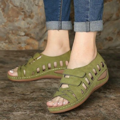 Sandalias De Gladiador Para Mujeres Zapatos Informales De Plataforma Cuña  Verano | eBay