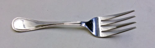 SOLID STERLING SILVER BEADED EDGE SWEET BABY FORK-CLASSIC LUNT FINEST