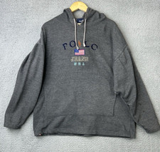 VTG Ralph Lauren Polo Jeans USA Hoodie XL American Flag Embroidered Made In USA