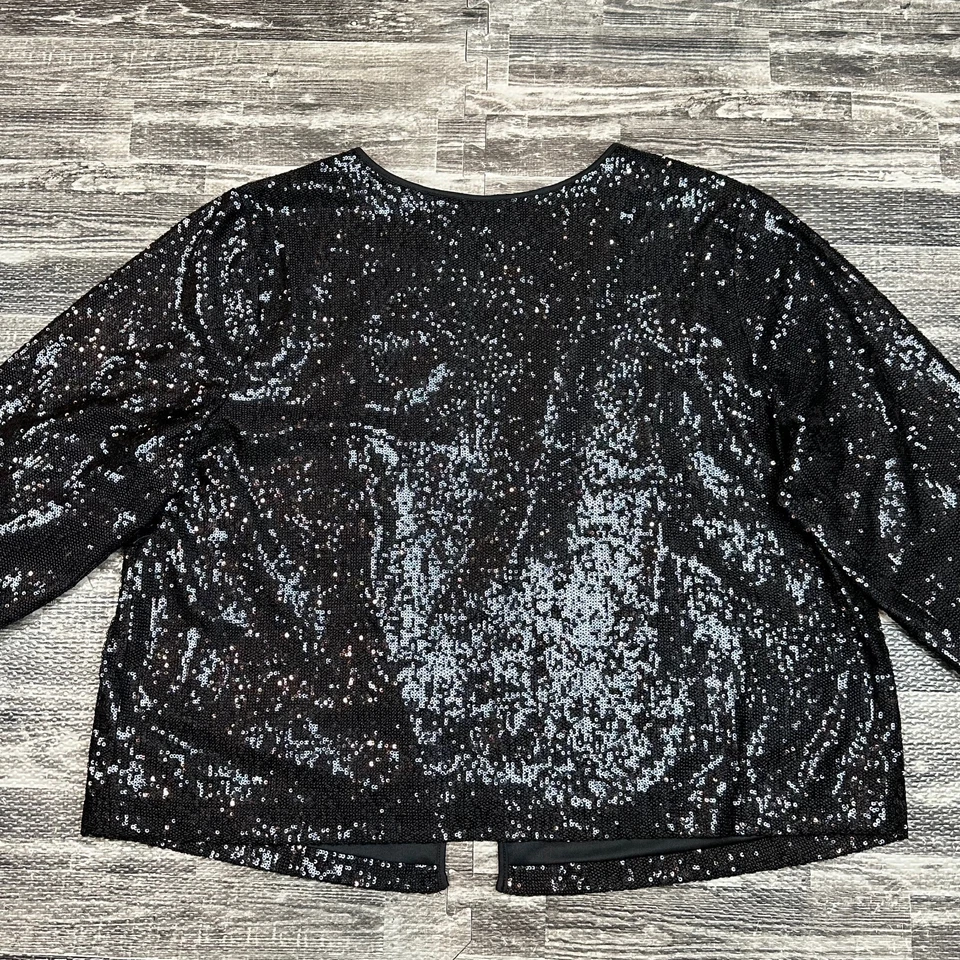 Jessica London Womens Jacket size 22W Black Cropped Open Front plus Sequin Shrug - Image 4 of 4