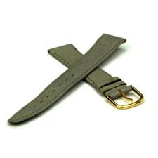 Gray Calf Leather Watch Band Embossed Buckle 16mm Replacement Strap Watch Strap