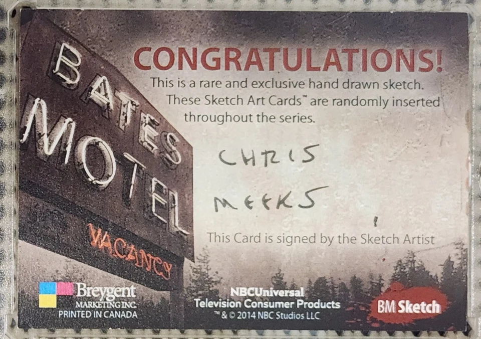 NORMAN BATES: Sketch Card CHRIS MEEKS BATES MOTEL PREMIER EDITION CHASE SP (1/1) - Image 2 of 3