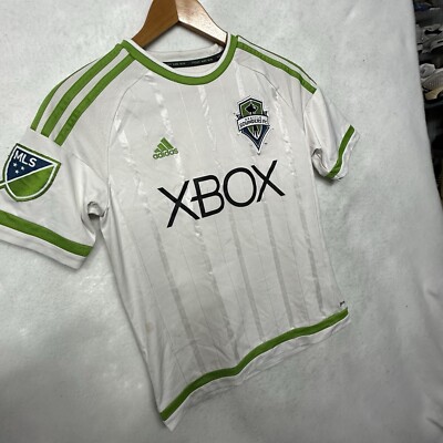 Youth Adidas Seattle Sounders White Soccer MLS XBOX Jersey L 