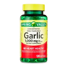 Spring Valley Odor-Controlled Garlic Softgels Dietary Supplement, 1,000 Mg, 120