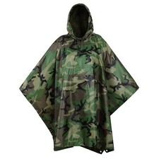 USGI Industries Military Style Poncho Multi Use Rip Stop Camouflage Rain Poncho