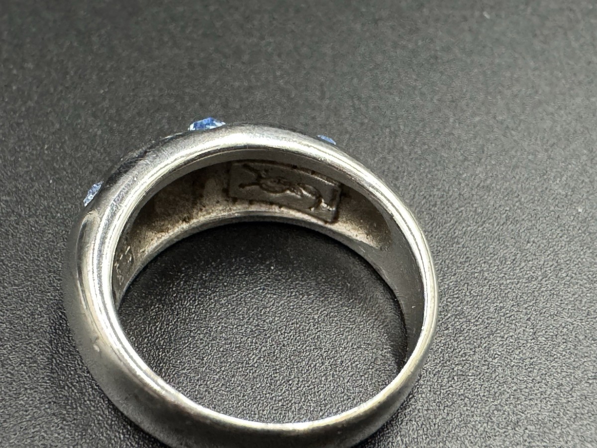 YSL Yves Saint Laurent Ring Size 6 Blue Rhinestones