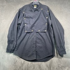 Vintage Deerskin Melton Shirt Co Mens Tall XL Black Bib Front Shirt Made in USA