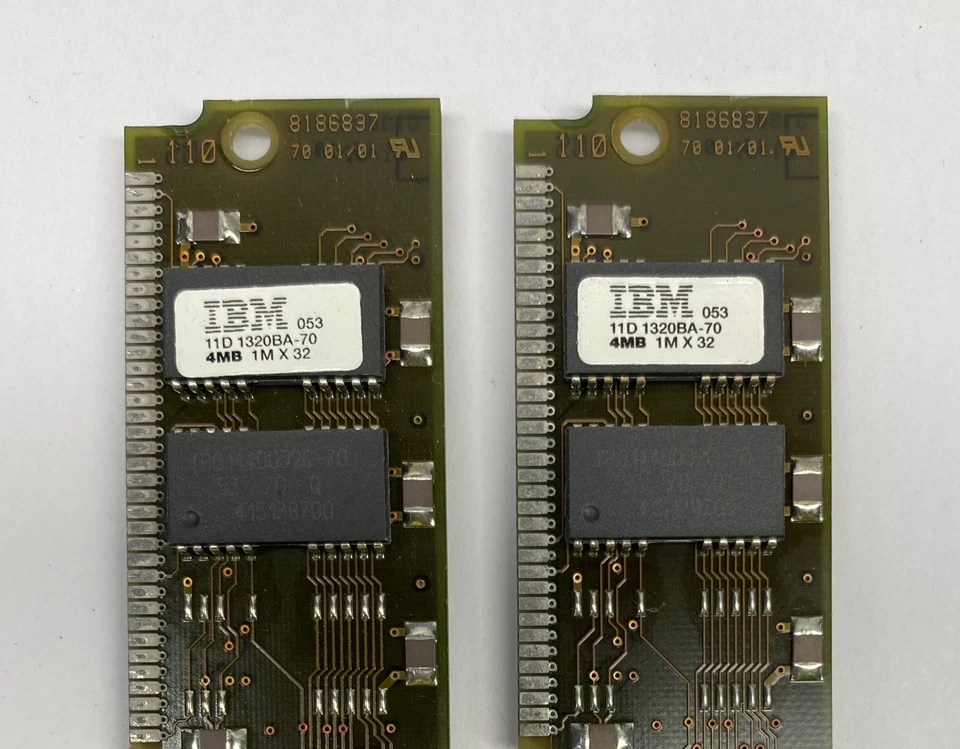 8MB Kit (2 x 4MB) IBM 11D 1320BA-70 70ns 72-Pin FPM EDO Memory Modules - Image 2 of 3