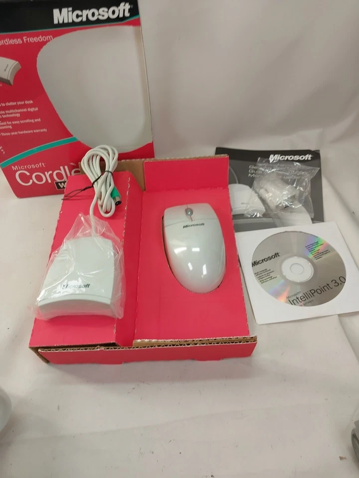 NEW MICROSOFT CORDLESS WHEEL MOUSE WIRELESS X05-43135XB Serial Port PS/2 VINTAGE - Image 4 of 4