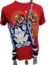 RARE Traditional Huichol Textile Woven Morral Sacred Kieri Datura Flower