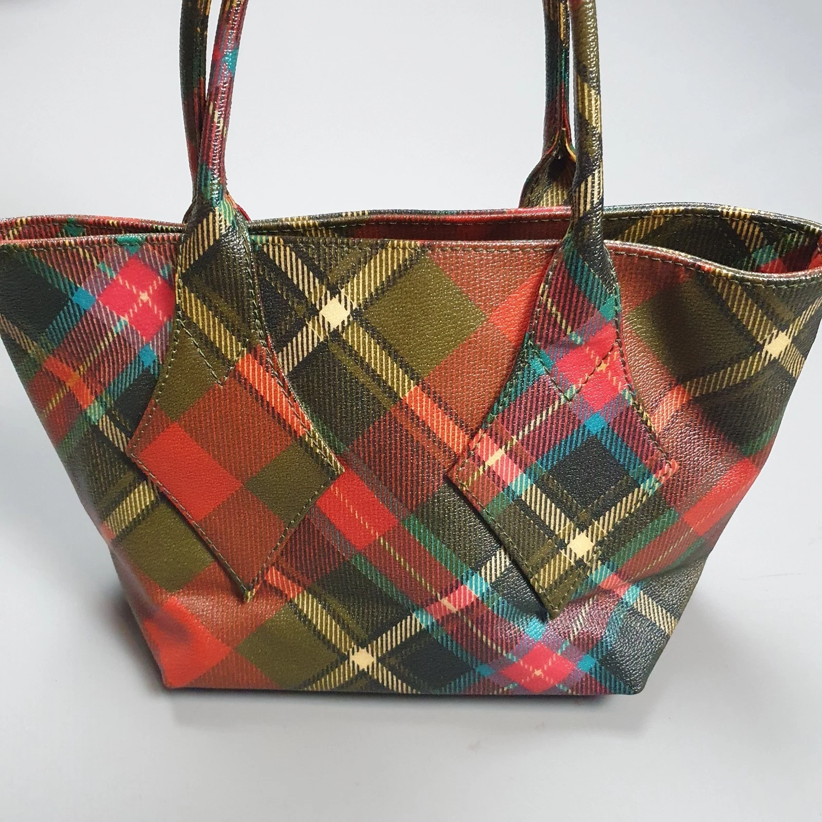 Vivienne Westwood Tartan Bag Yasmin Leather Hand Bag Tote Small