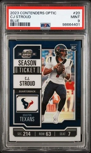 2023 Panini Contenders Optic #20 Cj Stroud Rookie Blue Prizm /99 Graded PSA 9
