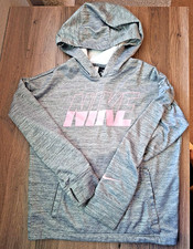 Nike Girl's Small Loose Fit Dry Fit Hooded Sweatshirt Gray and Pink