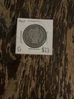 1907 Barber Quarter 90% Silver 25c US Coin, Circulated