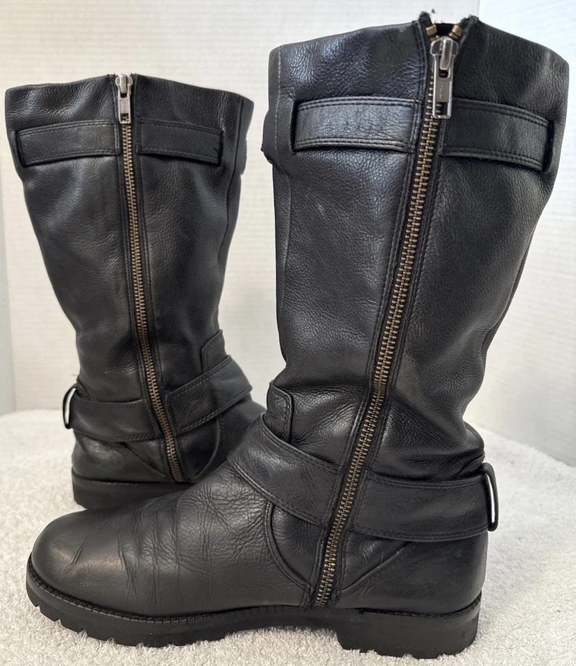 Botas Gentle Souls para mujer con hebilla de cuero negro moto medias talla 7,5 M Foto 4 de 4