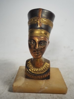 Vintage Nofretete Figur Bronze auf Marmorsockel