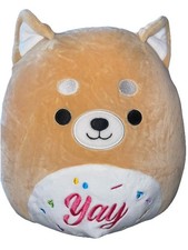 Squishmallows 11" Angie the Shiba Inu "YAY" Celebration Dog Plush KellyToy