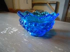 Vintage Fenton Colonial Blue Hobnail Glass Fairy Lamp Light Bottom Base Only