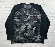 Polo Ralph Lauren Thermal Shirt Mens XL Black Camo Crew Neck Pony Waffle Knit