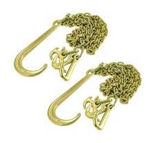 Grade 70 5/16 Inch x 10 Feets Transport Tow Chain J Hook Long Shank w/R T J G...