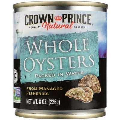 Crown Prince, Natural Whole Oysters Packed in Water, 8 oz 8 Ounce (Pack of 1) 