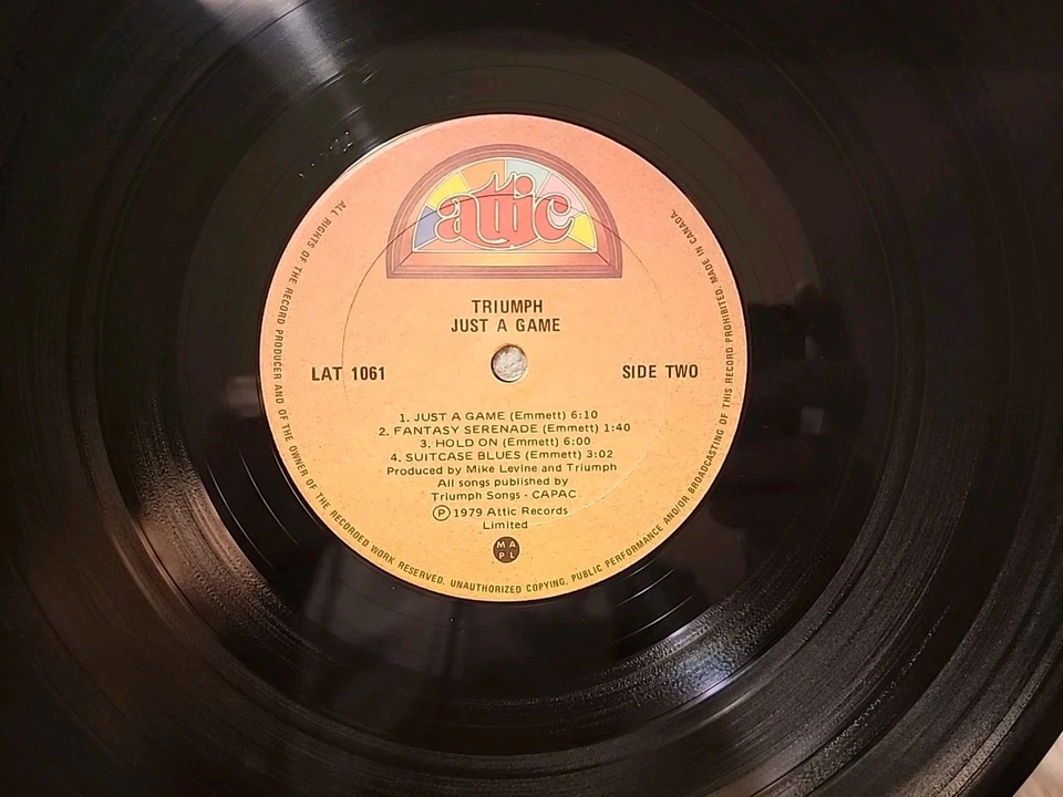 Triumph Just A Game 1ST 1979 Vinyl LAT 1061 OG Gatefold Canada LP EX Hard Rock Foto 4 de 4