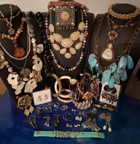 52+ Pc Vtg-Now Boho Chunky Retro Estate Costume Jewelry Wear/Sell/Craft 3+# LT47