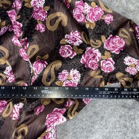 Cabernet Satin Robe Women's Large Brown Floral Pasiley Animal Belted Pockets