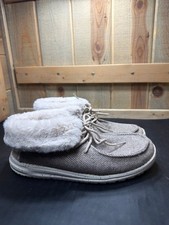 Hey Dude Womens 10 Britt Nut Tan Faux Fur Lined Slip On Bootie Shoes 121771600
