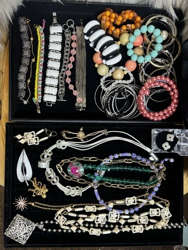 Two Trays Of Vintage-now Costume Jewelry Lot