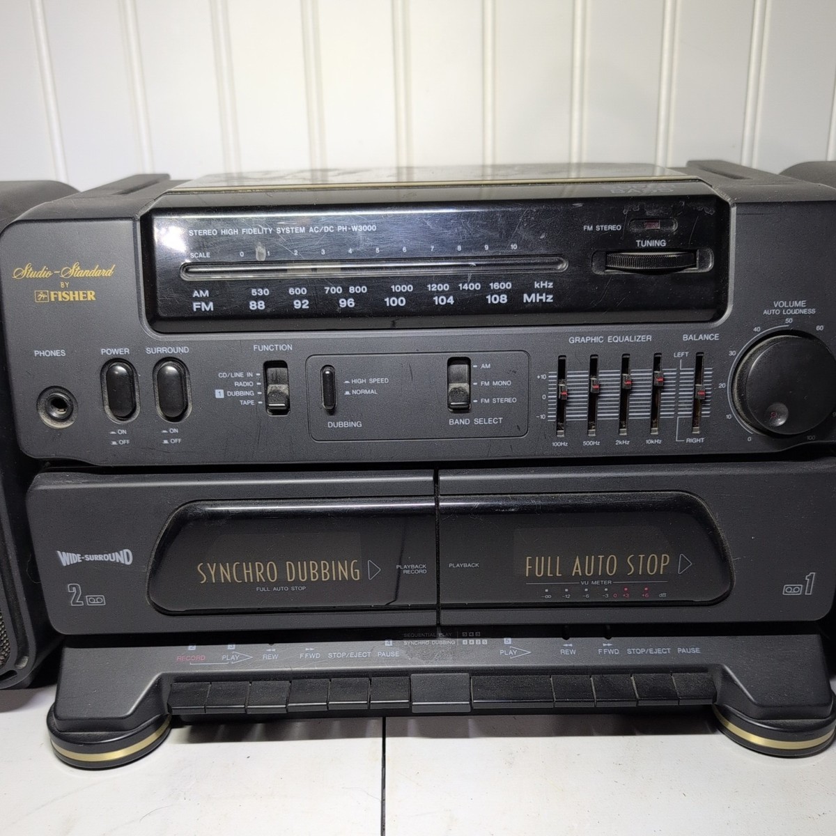 Vintage 90s FISHER PH-W3300 Stereo Portable Cassette AM FM Radio