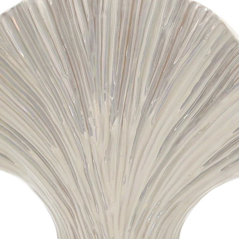 Vaso Conchiglia Ceramica Bianco Madreperlato Perlato Decorativo Portafiori, fotografia 5 di 9