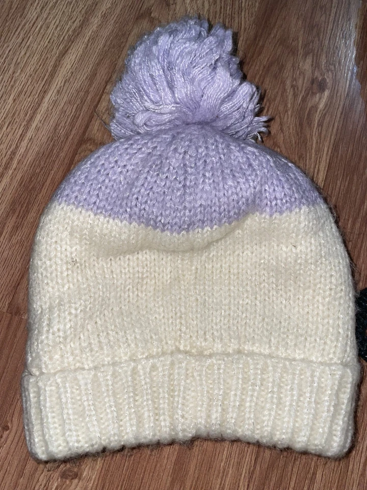 George Girls 4-8 Years White/Purple Snowman Design Winter Hat (EX COND) - Image 2 of 2