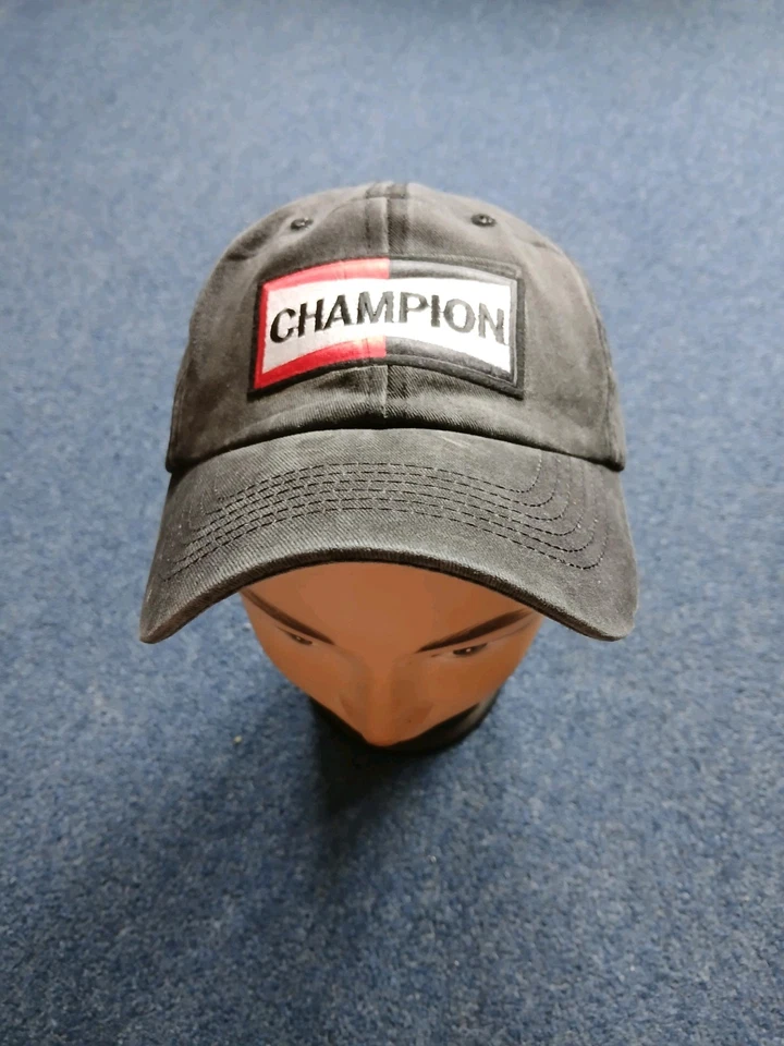 Pair Of Black & Red Champion Spark Plugs Stone Washed Baseball Caps Fits All - Image 2 of 4