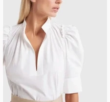GOOP G. Label Kelsey Puff Sleeve Blouse in White - US 2
