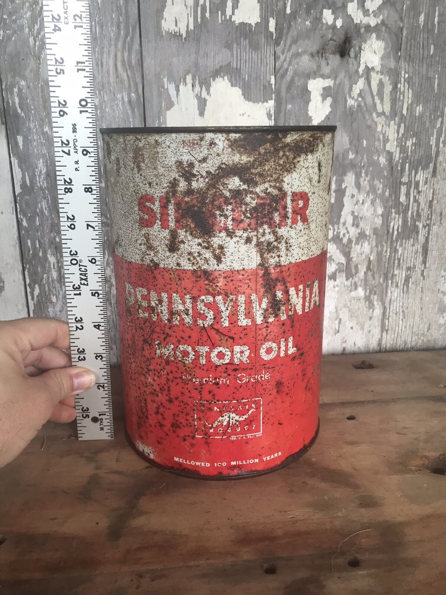 Vintage Sinclair 5 Quart Pennsylvania Premium Grade Motor Oil Can