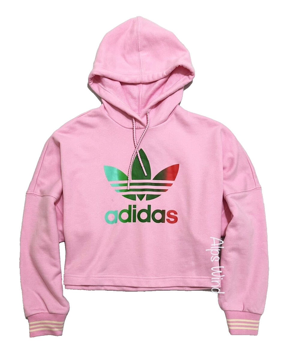 adidas Adicolor 70s Loose Fit Cropped Hoodie Pink IK7863 Women's