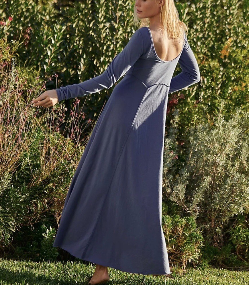 NWT FREE PEOPLE Sz XS DAYBREAK MAXI DRESS HENLEY LONG SLEEVE