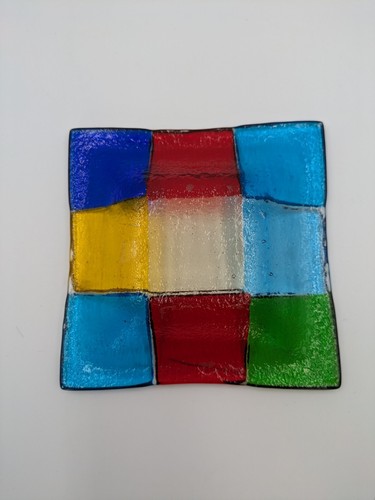 Murano Glass Fused Trinket Dish A. Dal Borgo Venezia Candy Square Color Block - Picture 8 of 8
