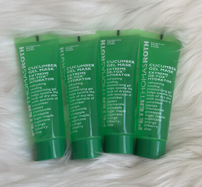 4 x Peter Thomas Cucumber Gel Mask Extreme De-tox Hydrator Deluxe 1oz Each Mini