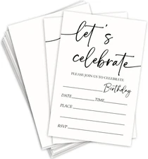 Let's Celebrate Invitation Cards, Simple Minimalism White 4x6 Party Invites