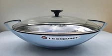 Le Creuset Wok with Glass Lid - 5qt - Coastal Blue - NIB