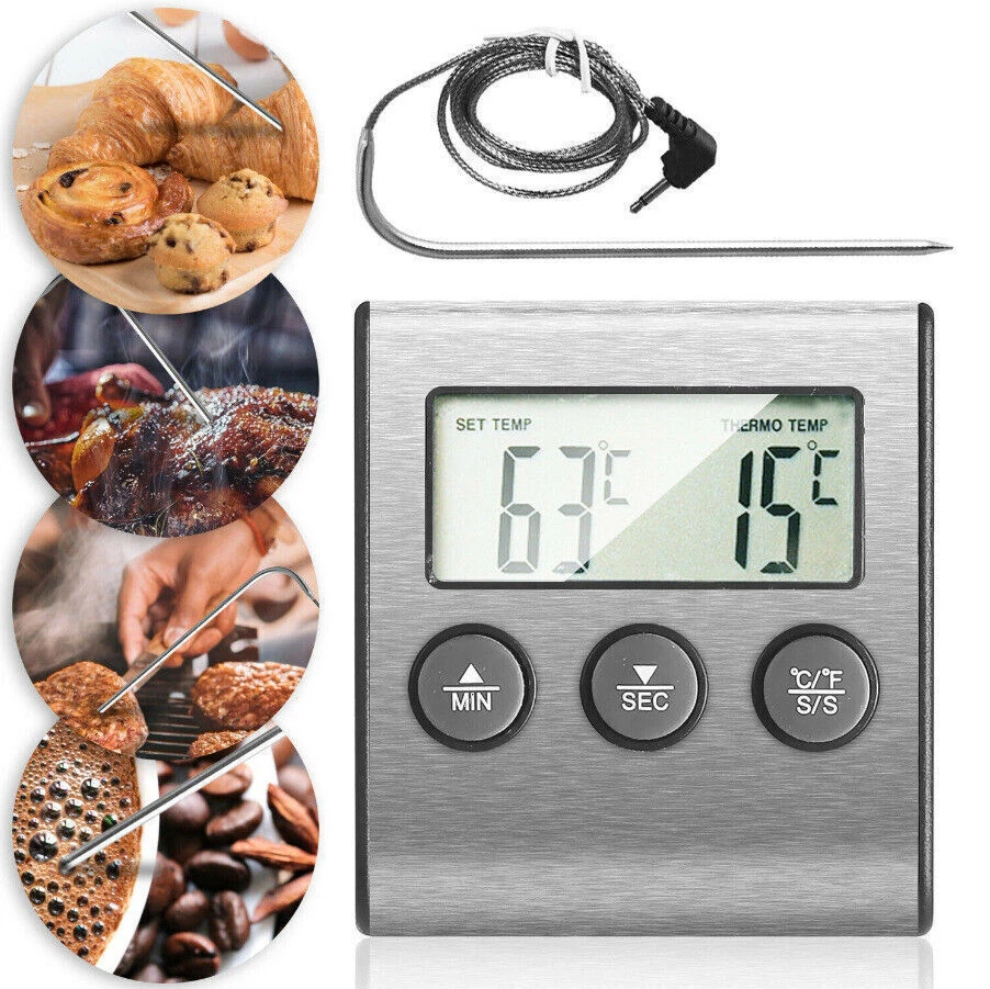 DIGITAL BACKOFENTHERMOMETER FLEISCHTHERMOMETER KERNTEMPERATURMESSER BBQ DE STOCK - Bild 3 von 4