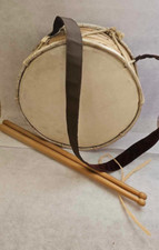 DELTA DRUM 9" W/ 2 DRUM STICKS KADAMBA DRUM BAMBOO LEATHER WOOD